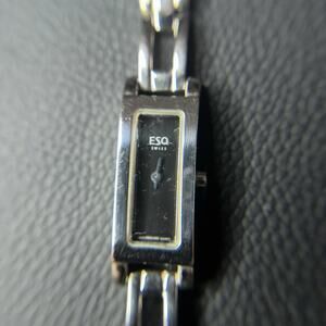 ESQ By Movado  Women's Black Dial Slim Stainless Steel Evening Wear Watch